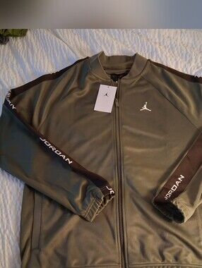 Jordan Men's Olive Green and Brown Lightweight Track Jacket